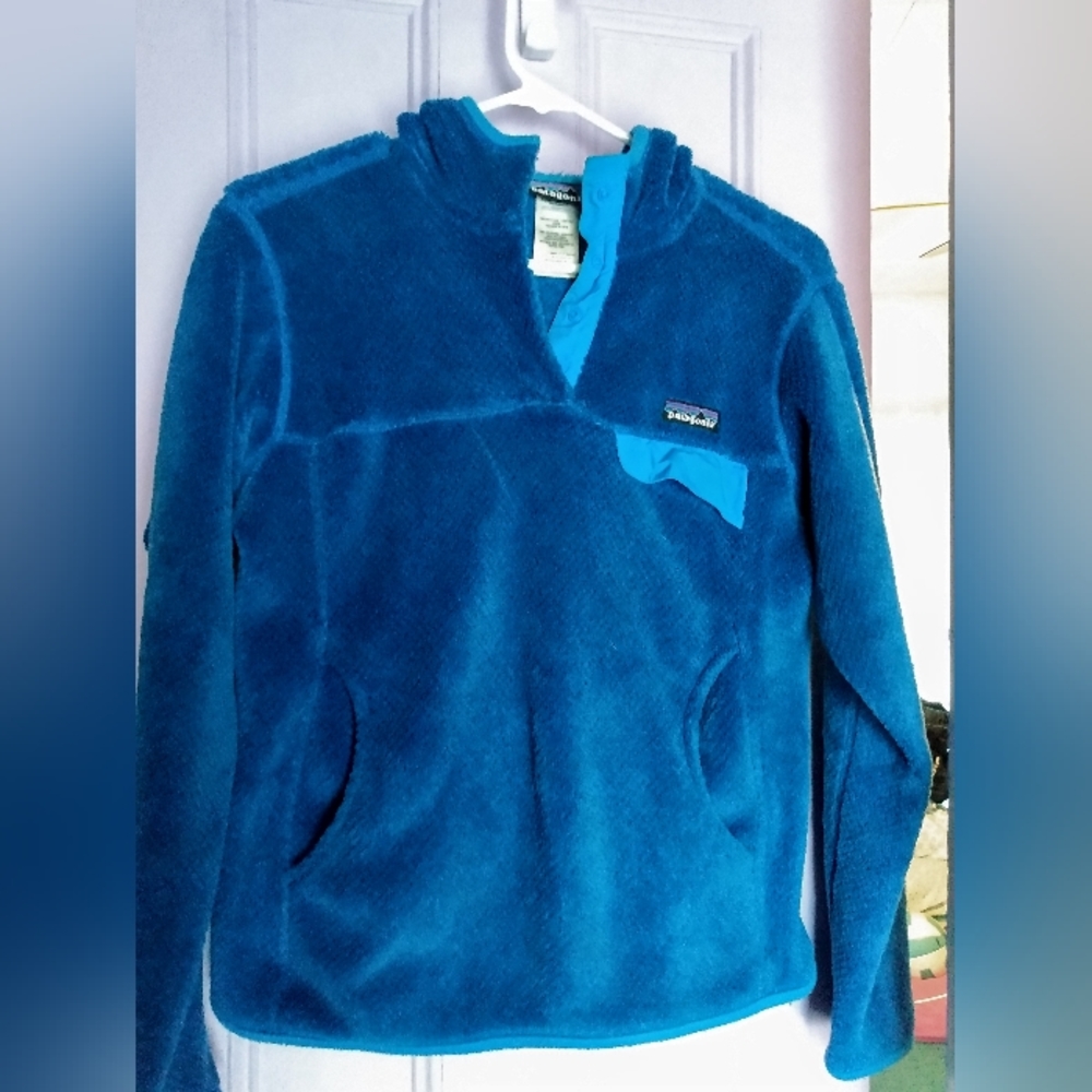 Patagonia Hooded Blue Fleece Pullover Women's Small
